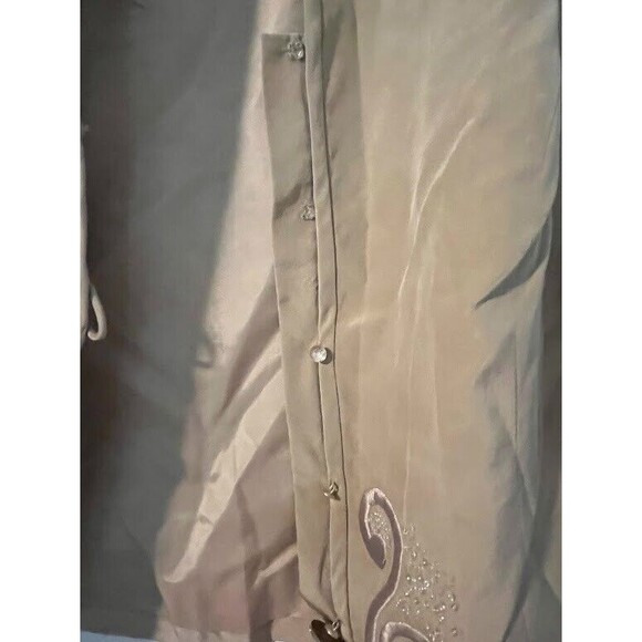 Patrick Evening Jacket 12 Beige 100% Silk Beaded Embroidered Short Formal Bolero - Picture 9 of 10